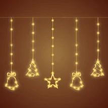 Fényfüggöny 10 figurás LED-es melegfehér