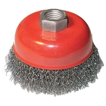 Drótcsiszoló fazékkefe sarokcsiszolóhoz; M14×2 100mm hullámos szálú