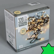 Fényfüzér 320 LED-es programos adapterrel melegfényű 32m