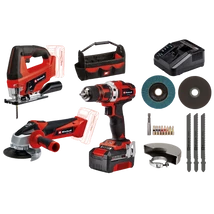 Einhell TE-TK 18/3 Li Kit (JS+CD+AG) akkus szerszámgép szett, 4.0Ah akkuval és töltővel