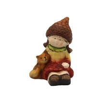 Kerámia őszi gyerek figura