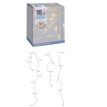 Fényfüzér Jégcsap 180 LED-es adapteres melegfehér