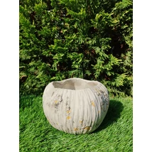 Fahatású öblös beton kaspó barna 15x11 cm
