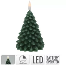 Fenyő gyertya LED-es zöld időzítős elemes(elem nélkül)