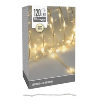 Fényvezeték 120LED-es transzparens drótos adapteres meleg 9m