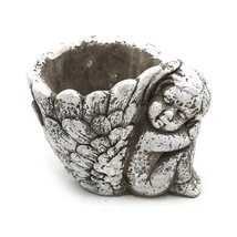 Kőkaspó angyallal 16,5x11,5x13 cm