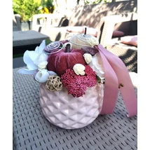 Őszi asztaldísz mályva.orchideával,tökkel
