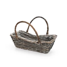 Szögletes hasított vessző ridikül szürke 35,5x16x10/12/24cm