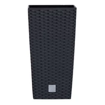 Magasított virágtartó, Rattan Square, antracit, 22cm