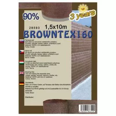 Browntex160 árnyékoló háló 1,8x10m barna 90% belátáskorlátozás 160gr/m2 UV stabil