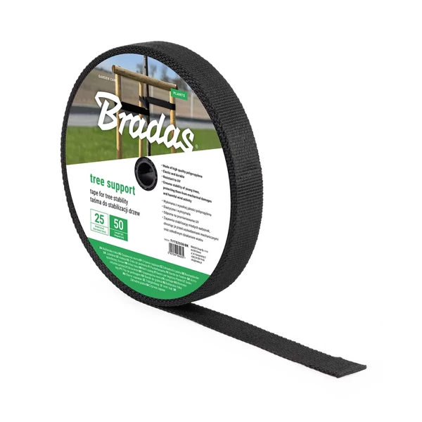 Bradas Kötöző zsinór fákhoz, fekete 25mm/50m tekercs