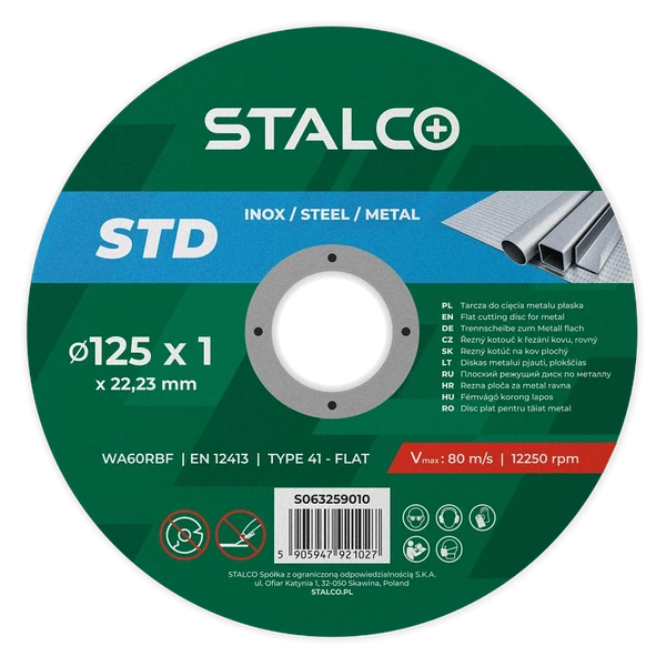 Vágókorong Stalco acélhoz 125x1,0mm
