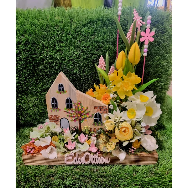 Tavaszi asztaldísz házikós