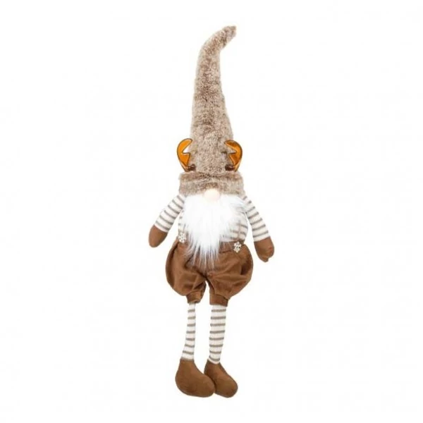 Manó aganccsal, lógólábú, LED-es textil 20x12x68 cm barna, fehér