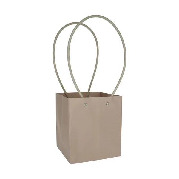 Füles virágtartó táska 11,5x10,5x13cm bézs