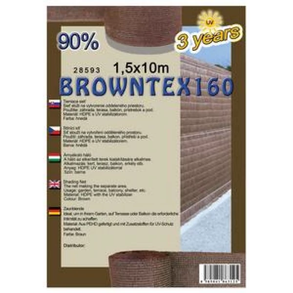 Browntex160 árnyékoló háló 1x50m barna 90% belátáskorlátozás 160gr/m2 UV stabil