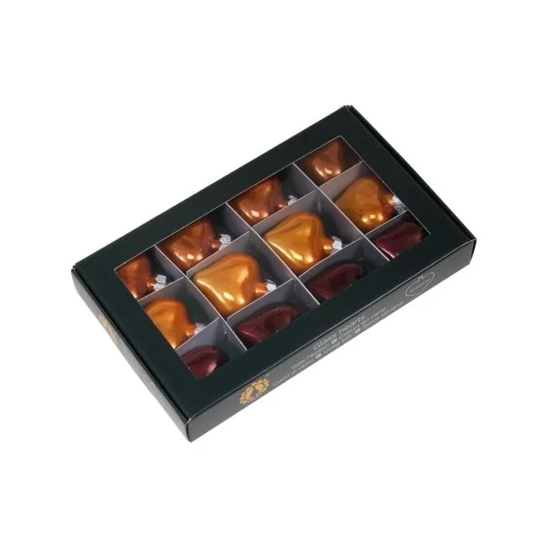 Karácsonyfadísz szív üveg 4cm caramel brown 12db/cs