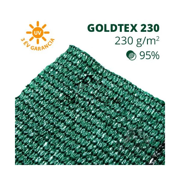 Goldtex230 árnyékoló háló 2x50m zöld 95% belátáskorlátozás 230gr/m2 UV stabil