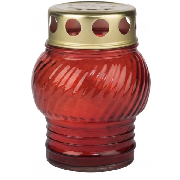 LA 72 Fém piros üveg mécses fém kupakkal