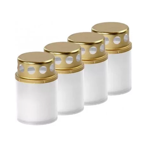 LA BDF műanyag mécses fehér, arany fém kupakkal