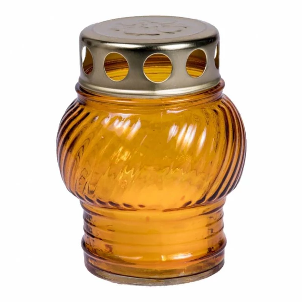 LA 72 Fém sárga üveg mécses fém kupakkal