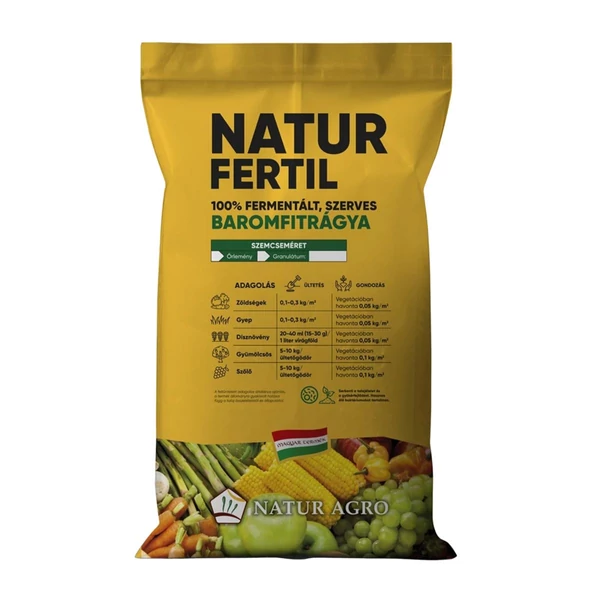 Baromfitrágya-granulált NaturFertil 15 kg 25 liter