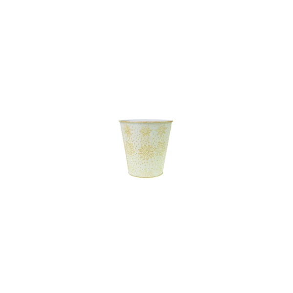 Kaspó fém hópehely mintás 11.5/8.5*H10.5CM fehér