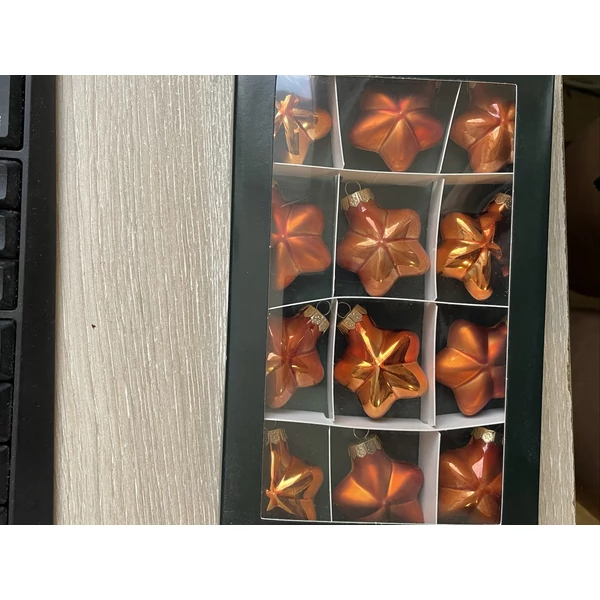 Karácsonyfadísz csillag üveg 4cm mandarin 12db/cs