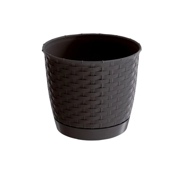 Prosperplast Ratolla Round rattan hatású kaspó alj 16,5cm sötétbarna