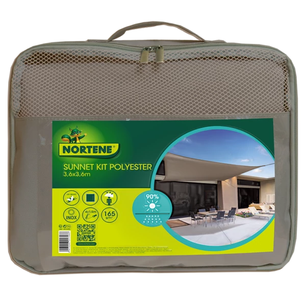 Nortene Sunnet kit polyester napvitorla 3,6x3,6 szürke