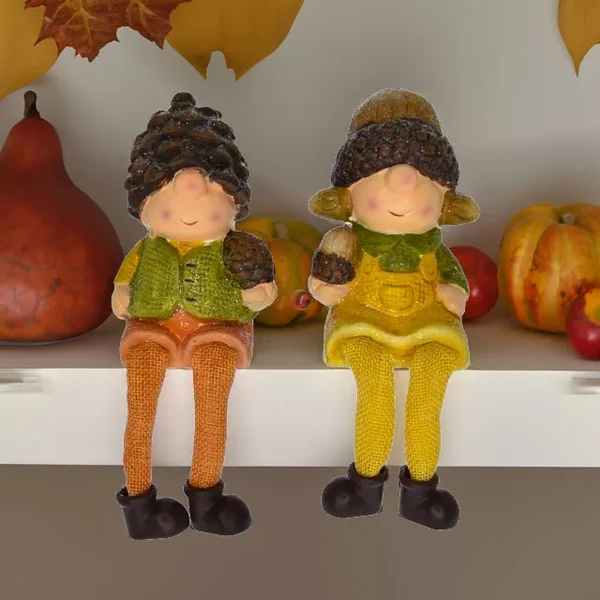 Lógólábú fiú, lány tobozzal lógólábú kerámia 7x7x20cm sárga, narancs 2 féle