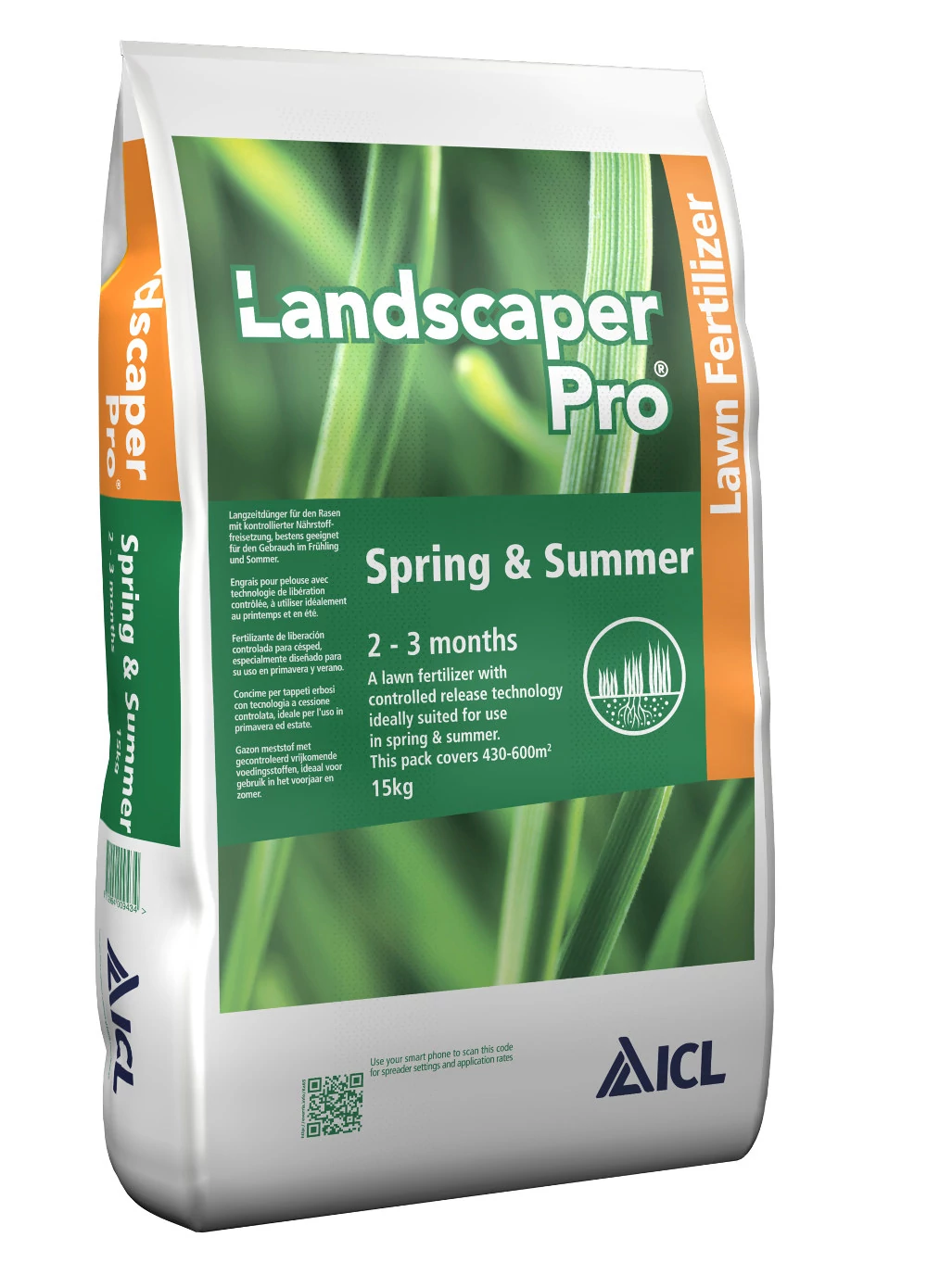 Landscaper Pro Spring and Summer ICL tavaszi - nyári gyeptrágya  20-0-7- 6CaO 3MgO 15Kg