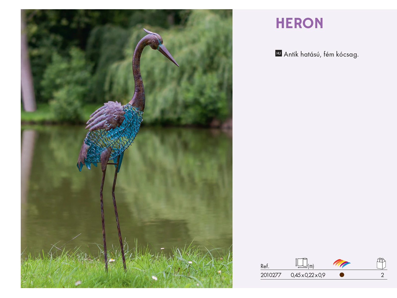 Nortene Heron Kócsag kerti dekorációs figura