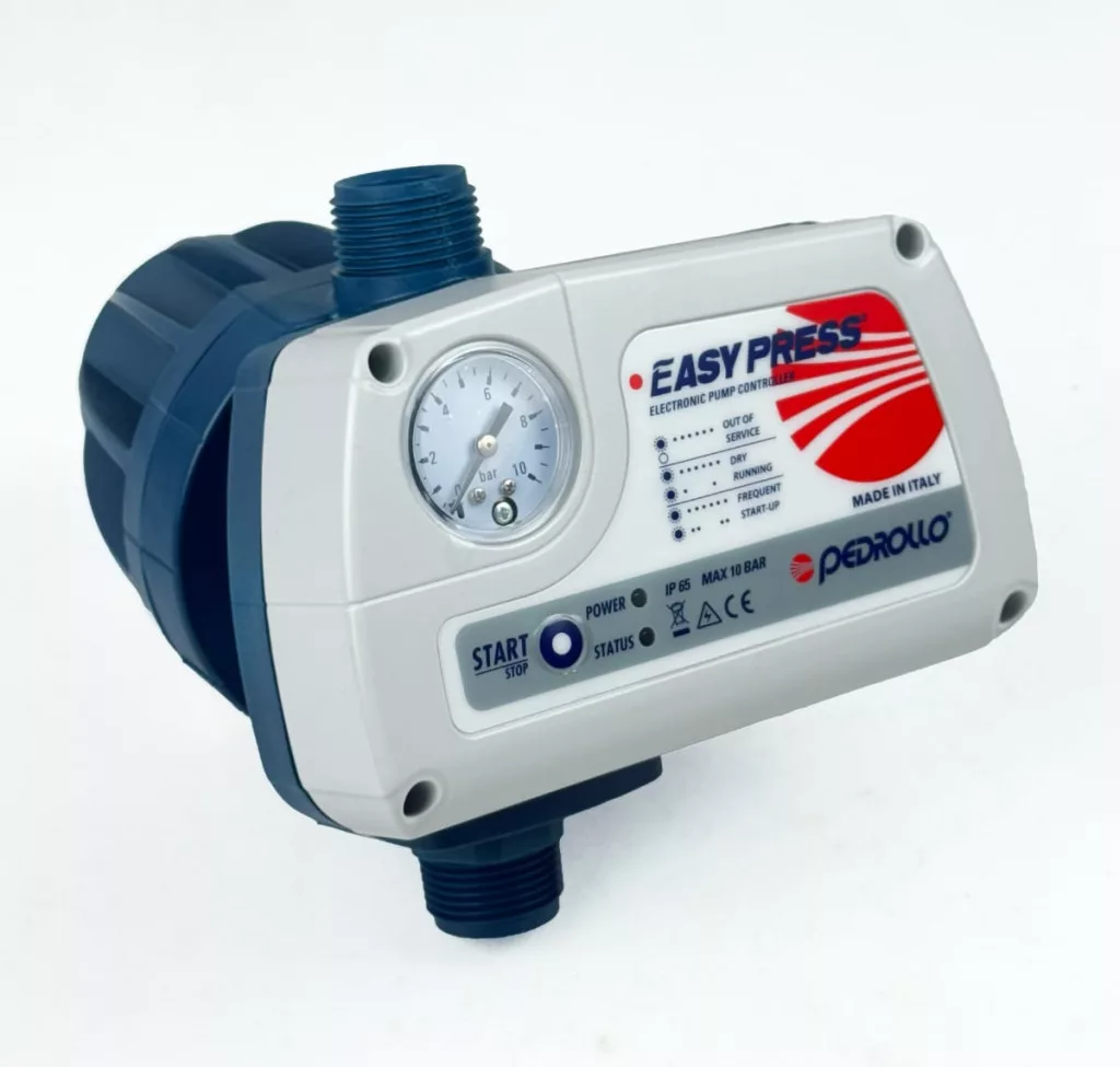 Pedrollo Easy Press II 2HP, szivattyúvezérlő, áramláskapcsoló nyomásmérő órával