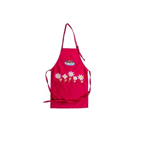 Állítható nyakú, zsebes gyerek kerti kötény, pink 